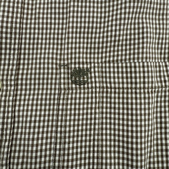 Vintage Y2K Timberland XL Brown Gingham Short Sleeve Button Down Shirt Mens - Picture 3 of 7